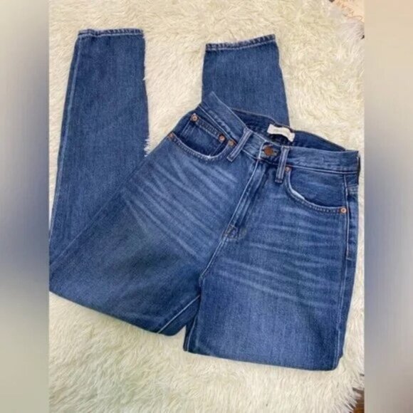 Madewell Blue High Rise The Mom Jeans Size 00 - Picture 5 of 7